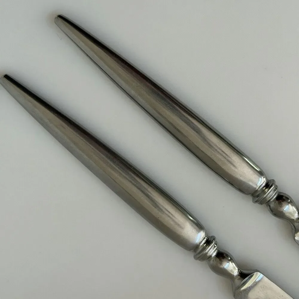 2pc SALADMASTER Ellise Dinner Knives 9 1/4” Stainless Satin Frosted Japan Hollow